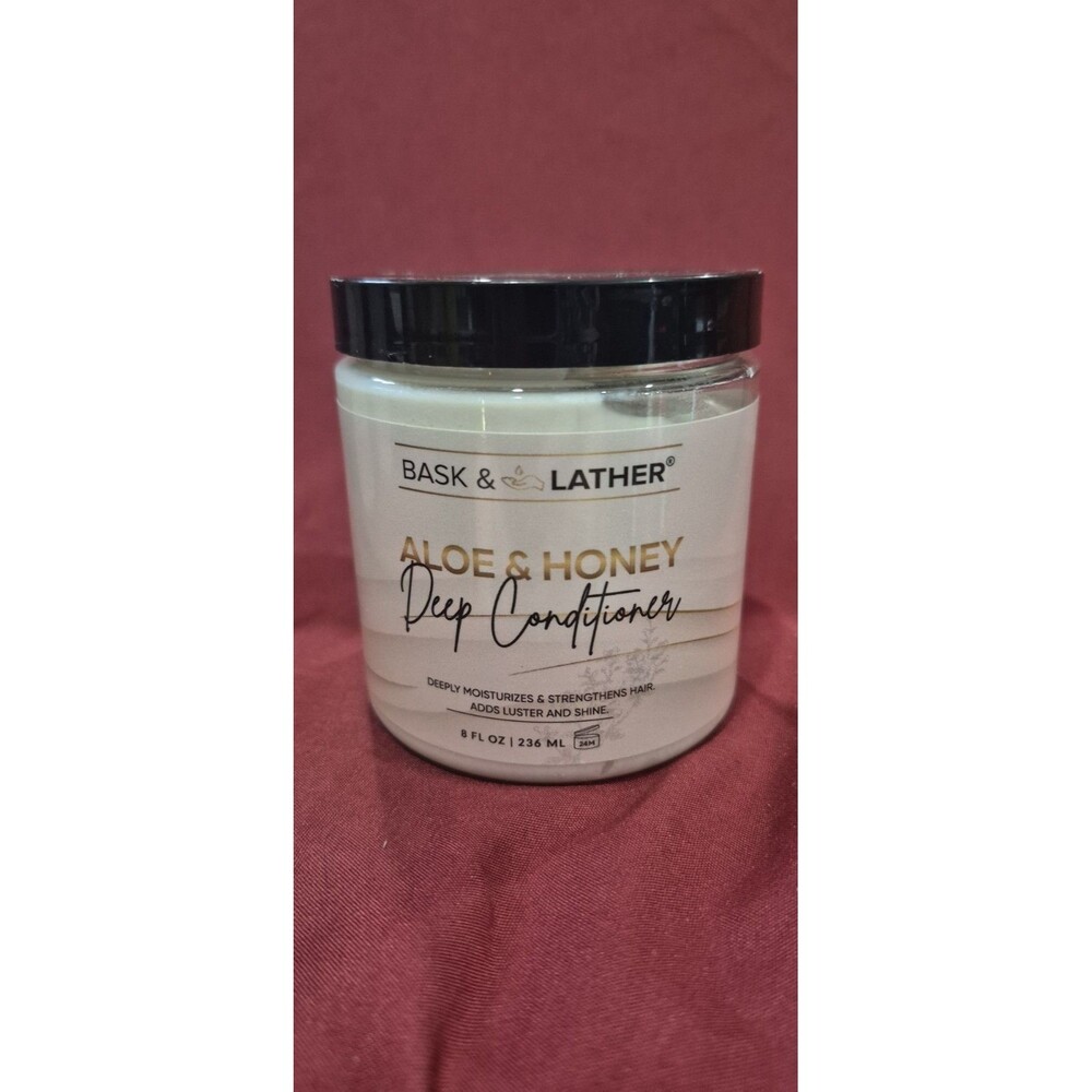 New Bask & Lather Aloe & Honey Deep Conditioner Strengthens Hair 8oz Sealed